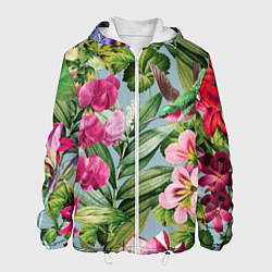 Куртка с капюшоном мужская Цветы Эдема, цвет: 3D-белый
