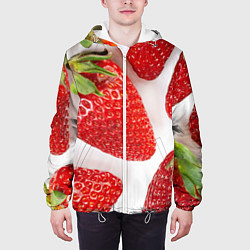 Куртка с капюшоном мужская Strawberries, цвет: 3D-белый — фото 2