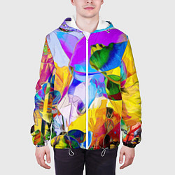 Куртка с капюшоном мужская Цветы Буйство красок Flowers Riot of colors, цвет: 3D-белый — фото 2