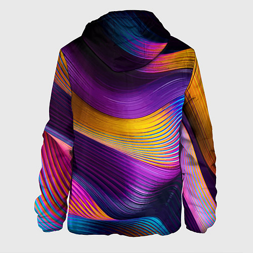 Мужская куртка Абстрактная волновая композиция Неоновые полосы Ab / 3D-Белый – фото 2
