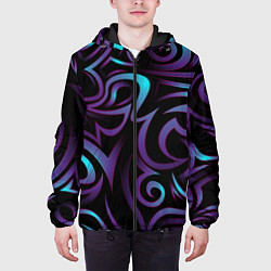 Куртка с капюшоном мужская Неоновое завихрение, цвет: 3D-черный — фото 2