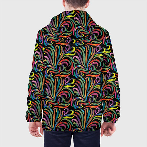 Мужская куртка Разноцветные яркие узоры / 3D-Черный – фото 4