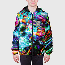Куртка с капюшоном мужская Красочный космос, цвет: 3D-черный — фото 2