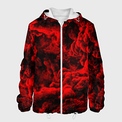 Куртка с капюшоном мужская Красный дым Red Smoke Красные облака, цвет: 3D-белый