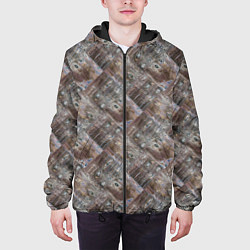 Куртка с капюшоном мужская Старый потертый деревянные паркет, цвет: 3D-черный — фото 2