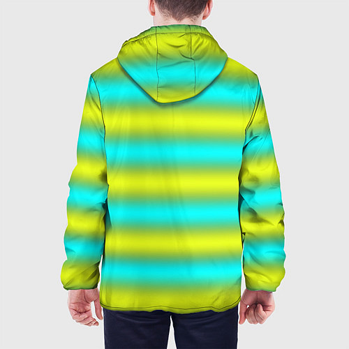 Мужская куртка Бирюзово-желтые неоновые полосы / 3D-Черный – фото 4