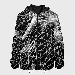 Куртка с капюшоном мужская Полигональный объёмный авангардный узор, цвет: 3D-черный