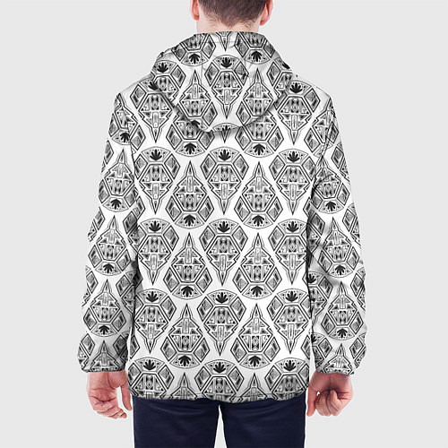 Мужская куртка Черно-белый геометрический узор Арт деко / 3D-Черный – фото 4