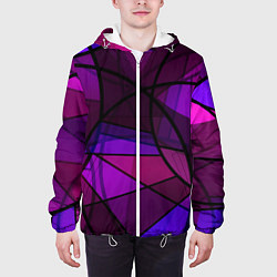 Куртка с капюшоном мужская Абстрактный в пурпурных тонах узор, цвет: 3D-белый — фото 2