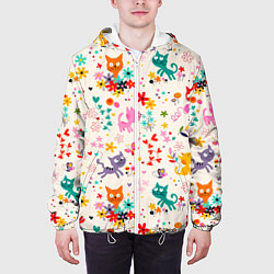 Куртка с капюшоном мужская COLORFUL FUNNY KITTENS, цвет: 3D-белый — фото 2
