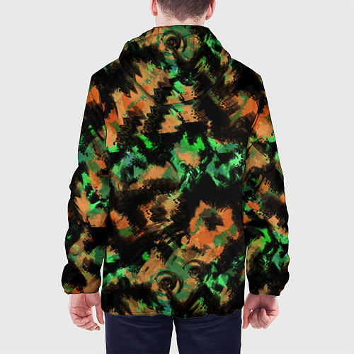 Мужская куртка Зелено-оранжевый осенний абстрактный узор / 3D-Черный – фото 4