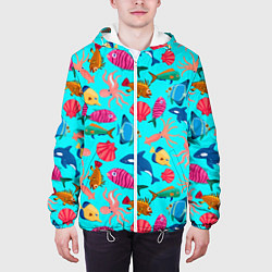 Куртка с капюшоном мужская THE UNDERWATER WORLD OF THE OCEAN, цвет: 3D-белый — фото 2