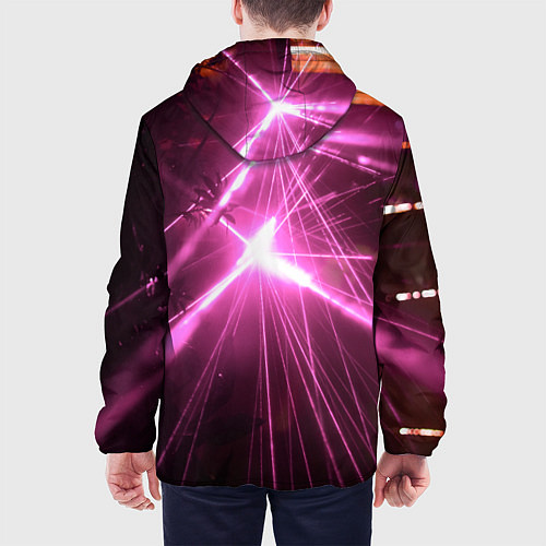 Мужская куртка Неоновые лазеры во тьме - Розовый / 3D-Черный – фото 4