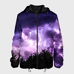 Куртка с капюшоном мужская Purple Lightning, цвет: 3D-черный