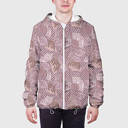Куртка с капюшоном мужская 3D листья текстуры, цвет: 3D-белый — фото 2