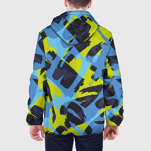 Мужская куртка Сине-салатовая абстракция / 3D-Черный – фото 4