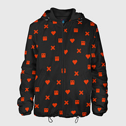 Куртка с капюшоном мужская Love Death and Robots red pattern, цвет: 3D-черный