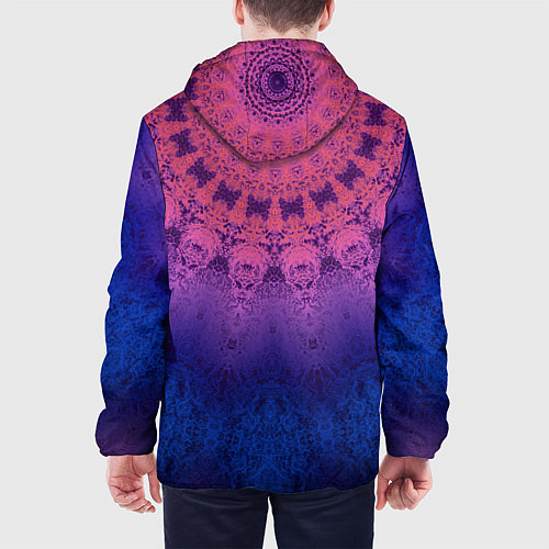 Мужская куртка Розово-синий круглый орнамент калейдоскоп / 3D-Черный – фото 4