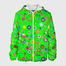 Куртка с капюшоном мужская TEXTURE OF MULTICOLORED FLOWERS, цвет: 3D-белый