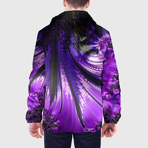 Мужская куртка Неоновый фрактал черный с фиолетовым Абстракция / 3D-Черный – фото 4