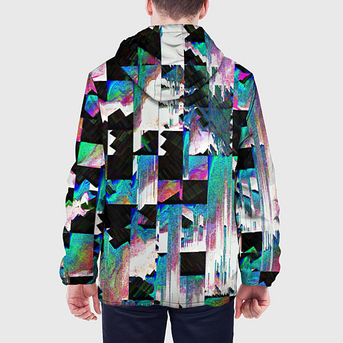 Мужская куртка Glitch Abstract squares Глитч Абстрактные квадраты / 3D-Черный – фото 4