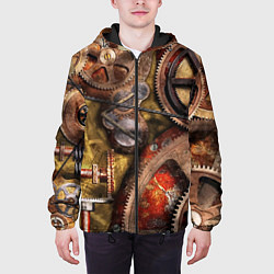 Куртка с капюшоном мужская Механистическая композиция из шестерёнок и цепей С, цвет: 3D-черный — фото 2