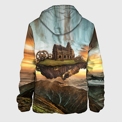 Мужская куртка Горный пейзаж в стиле Стимпанк / 3D-Белый – фото 2