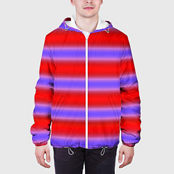 Куртка с капюшоном мужская Striped pattern мягкие размытые полосы красные фио, цвет: 3D-белый — фото 2
