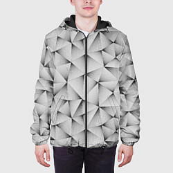 Куртка с капюшоном мужская Треугольная Решётка, цвет: 3D-черный — фото 2