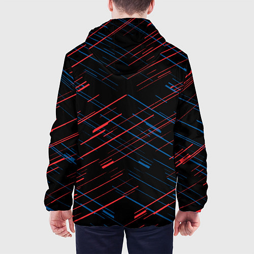 Мужская куртка Psg красные синие чёрточки / 3D-Черный – фото 4