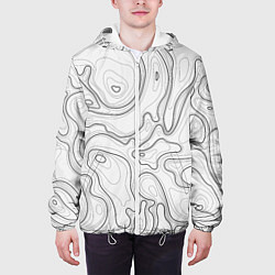 Куртка с капюшоном мужская Топографическая Карта Гор, цвет: 3D-белый — фото 2