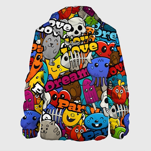 Мужская куртка Красочный паттерн из мультяшных героев / 3D-Белый – фото 2