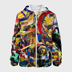 Куртка с капюшоном мужская Смелые экспрессивные мазки краски, цвет: 3D-белый