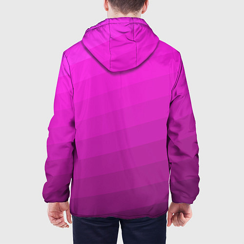 Мужская куртка Розовый неоновый полосатый узор Pink neon / 3D-Черный – фото 4