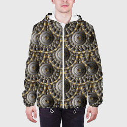 Куртка с капюшоном мужская Круглые объемные узоры, цвет: 3D-белый — фото 2