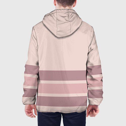 Мужская куртка Коричневые полосы на кремовом фоне stripes cream c / 3D-Черный – фото 4