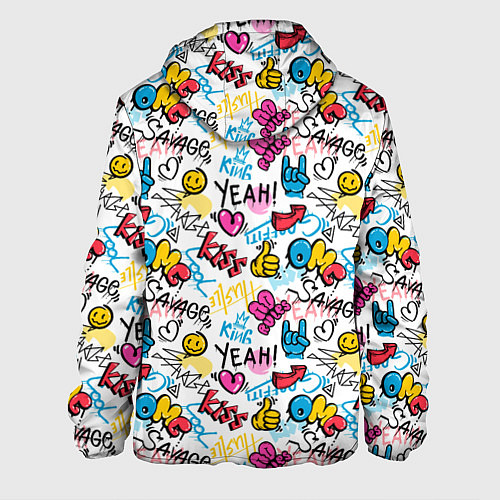 Мужская куртка Граффити рожицы / 3D-Черный – фото 2