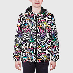 Куртка с капюшоном мужская Цветная оптическая иллюзия, цвет: 3D-черный — фото 2