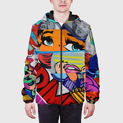 Куртка с капюшоном мужская Авангардная композиция Pop art Eyes, цвет: 3D-черный — фото 2