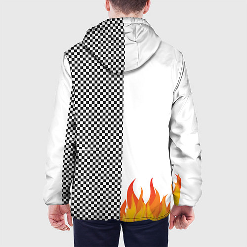 Мужская куртка Шахматаня клетка с огнём / 3D-Черный – фото 4