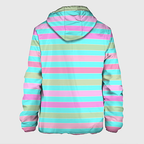Мужская куртка Pink turquoise stripes horizontal Полосатый узор / 3D-Белый – фото 2