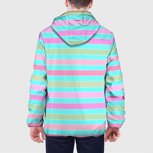 Мужская куртка Pink turquoise stripes horizontal Полосатый узор / 3D-Черный – фото 4