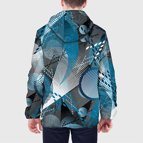 Мужская куртка Абстрактный серо-синий принт / 3D-Черный – фото 4