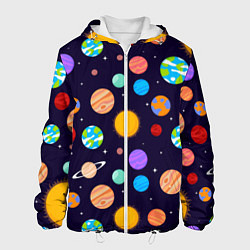 Куртка с капюшоном мужская Солнечная Система Планет, цвет: 3D-белый