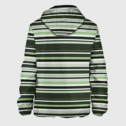 Мужская куртка Горизонтальные зеленые белые полосы / 3D-Белый – фото 2