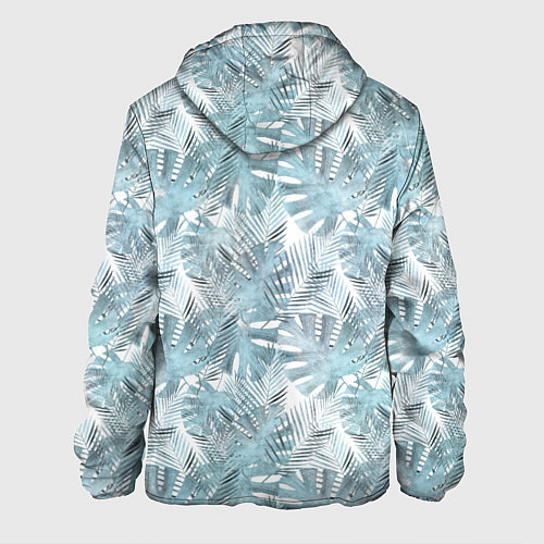 Мужская куртка Голубые листья пальмы на белом / 3D-Белый – фото 2