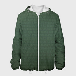 Куртка с капюшоном мужская 1984 узор зелёный градиент, цвет: 3D-белый