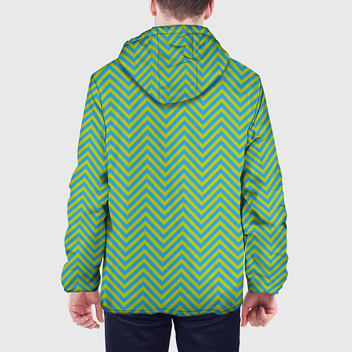 Мужская куртка Зеленые зигзаги / 3D-Черный – фото 4