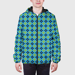 Куртка с капюшоном мужская Зеленые ромбики, цвет: 3D-черный — фото 2