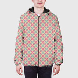 Куртка с капюшоном мужская Геометрические листочки, цвет: 3D-черный — фото 2